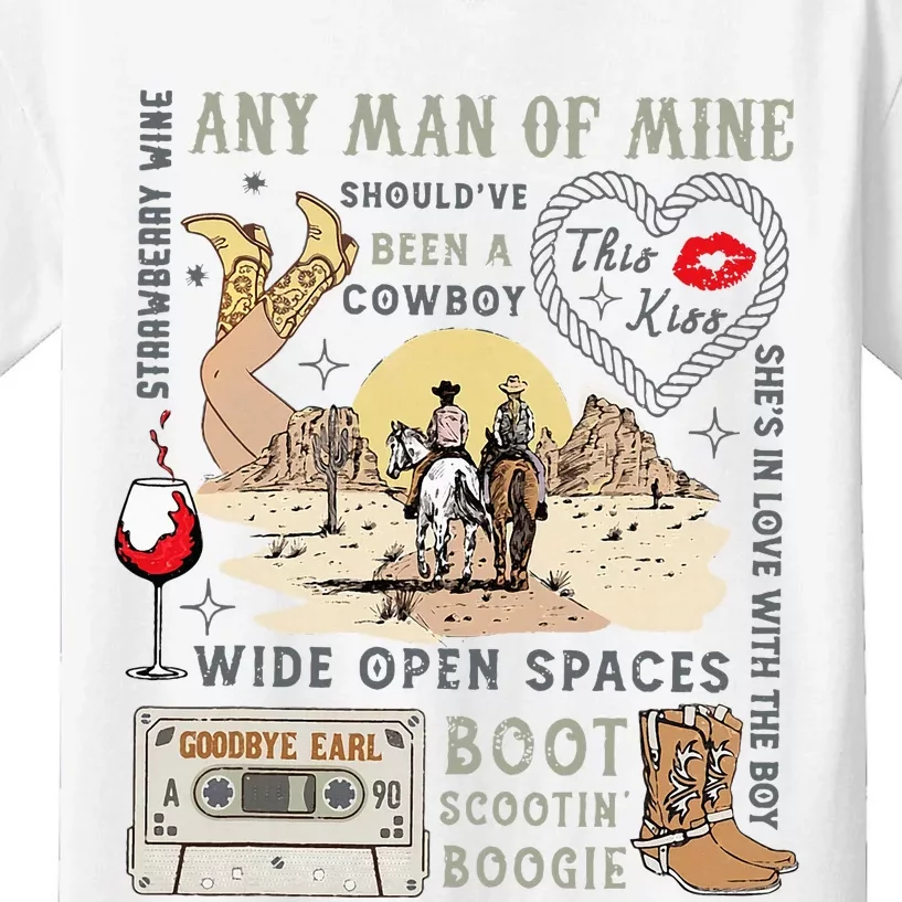 Western 90s Country Music Retro Cowboy Cowgirl Kids T-Shirt