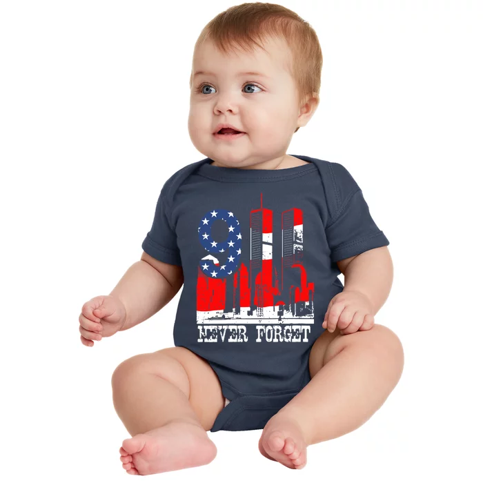 Wo 9-11 Never Forget V-Neck Baby Bodysuit