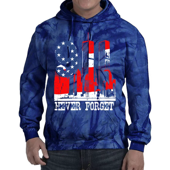 Wo 9-11 Never Forget V-Neck Tie Dye Hoodie