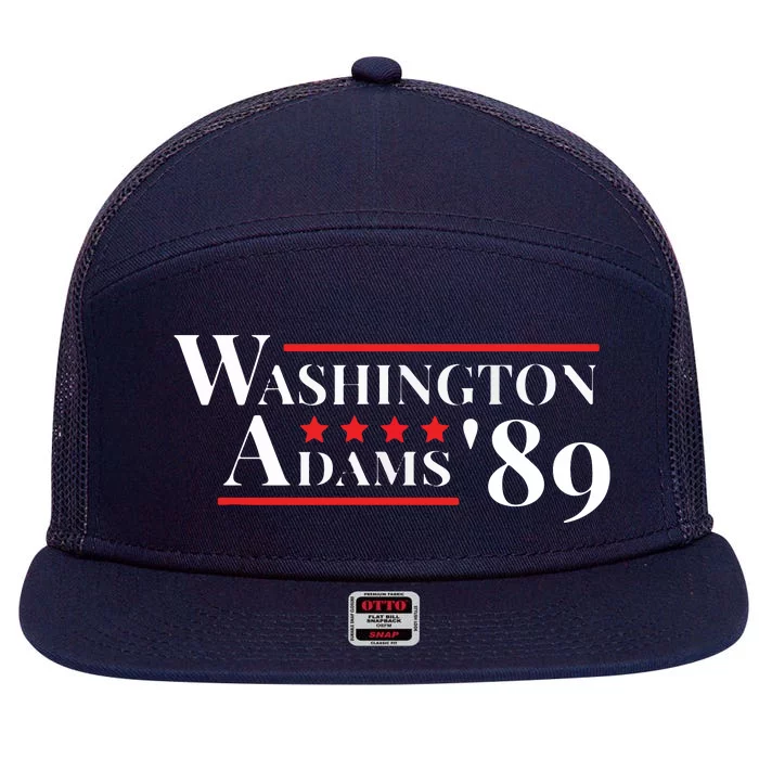 Washington Adams 1789 American Presidents Day US History 7 Panel Mesh Trucker Snapback Hat