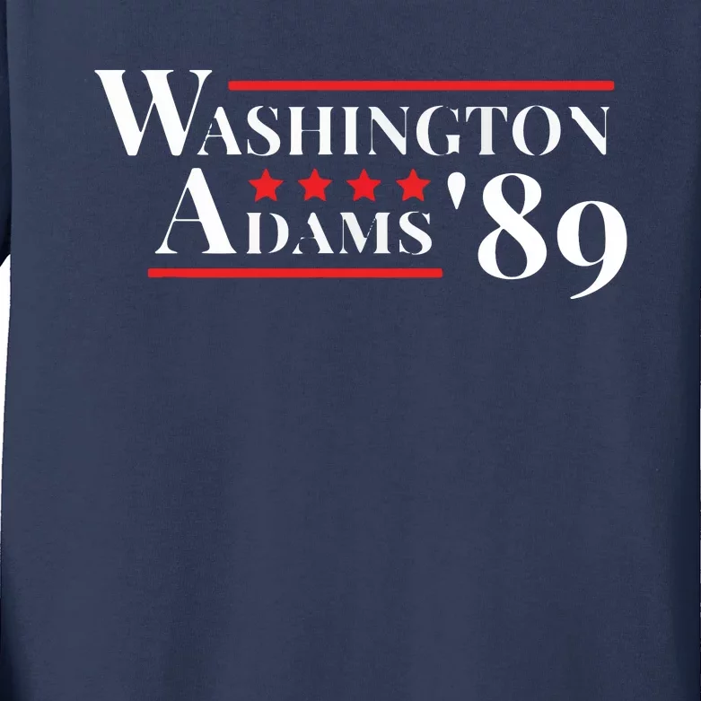 Washington Adams 1789 American Presidents Day US History Kids Long Sleeve Shirt