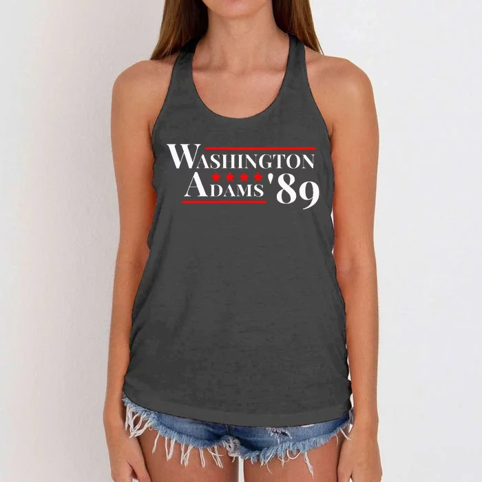 Washington Adams 1789 American Presidents Day Us History Women's Knotted Racerback Tank