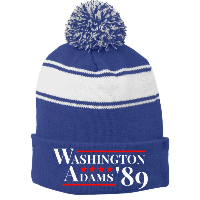 Washington Adams 1789 American Presidents Day Us History Stripe Pom Pom Beanie