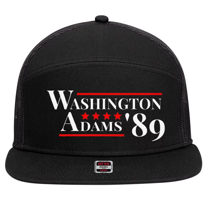 Washington Adams 1789 American Presidents Day Us History 7 Panel Mesh Trucker Snapback Hat