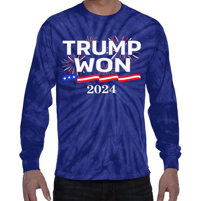 Won Again 2024 Trump Tie-Dye Long Sleeve Shirt