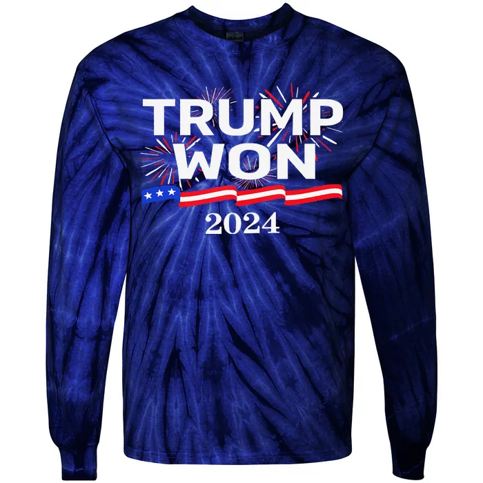 Won Again 2024 Trump Tie-Dye Long Sleeve Shirt