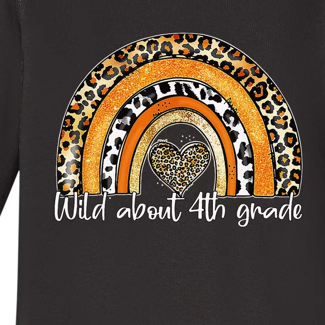 Wild About 4th Grade Leopard Back To School Teacher Student Baby Long Sleeve Bodysuit