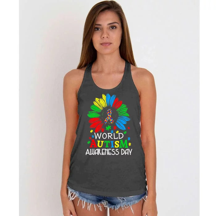 World Autism Awareness Day Gifts Women's Knotted Racerback Tank