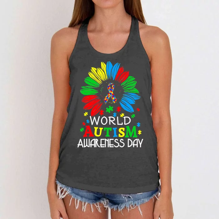 World Autism Awareness Day Gifts Women's Knotted Racerback Tank