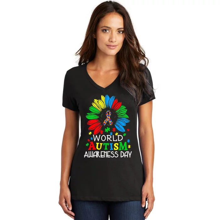 World Autism Awareness Day Gifts Women's V-Neck T-Shirt