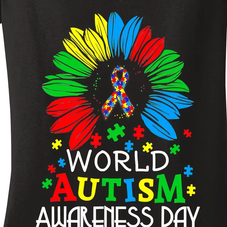 World Autism Awareness Day Gifts Women's V-Neck T-Shirt