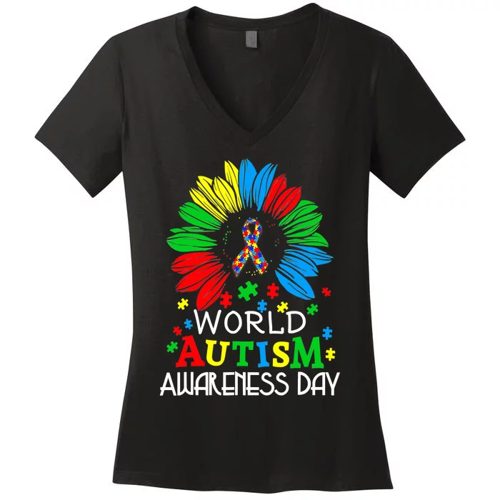 World Autism Awareness Day Gifts Women's V-Neck T-Shirt