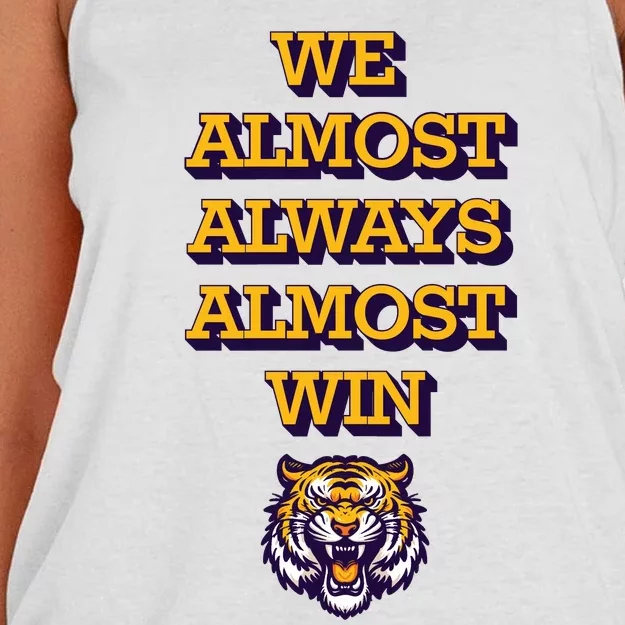 We Almost Always Almost Win Fighting Tigers Women's Knotted Racerback Tank