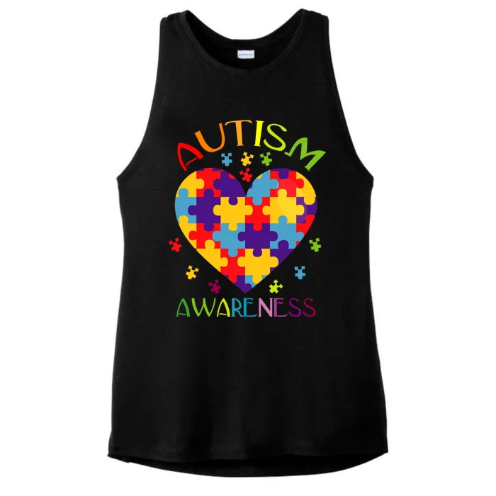 World Autism Awareness 2 April Autism Heart Proud Autism Gift Ladies Tri-Blend Wicking Tank