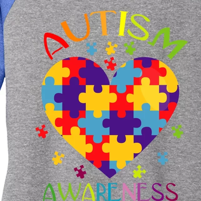 World Autism Awareness 2 April Autism Heart Proud Autism Gift Women's Tri-Blend 3/4-Sleeve Raglan Shirt