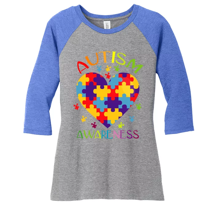 World Autism Awareness 2 April Autism Heart Proud Autism Gift Women's Tri-Blend 3/4-Sleeve Raglan Shirt