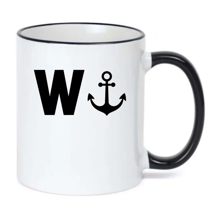 W And Anchor Black Color Changing Mug