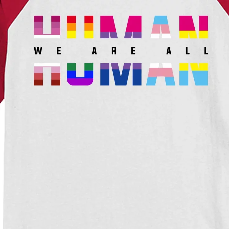 We Are All Human LGBT Pride Kids Colorblock Raglan Jersey