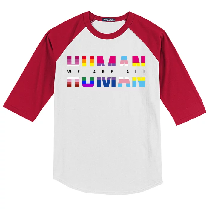 We Are All Human LGBT Pride Kids Colorblock Raglan Jersey