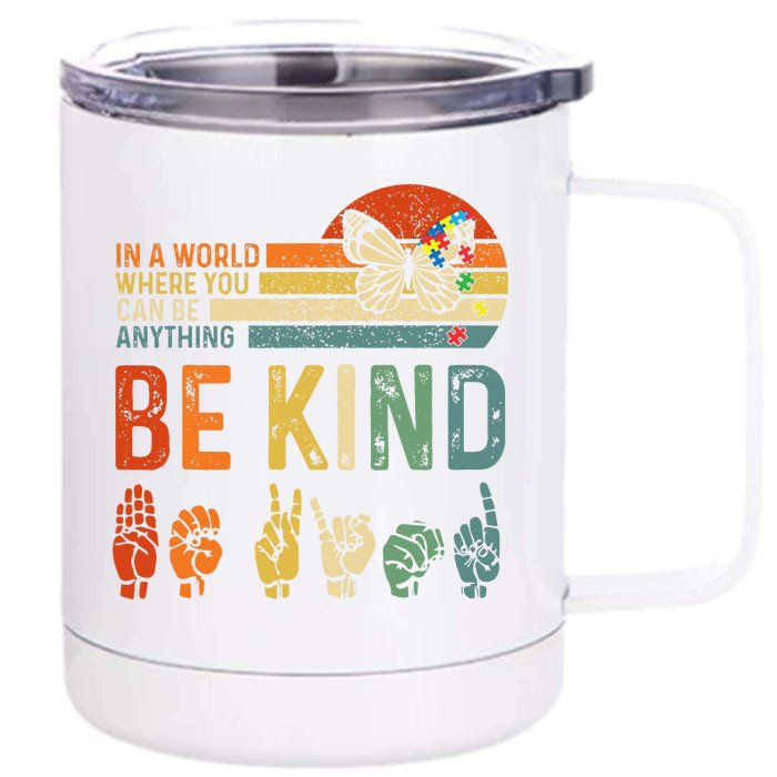 World Autism Awareness Day Hands Signs Autism Puzzle Front & Back 12oz Stainless Steel Tumbler Cup