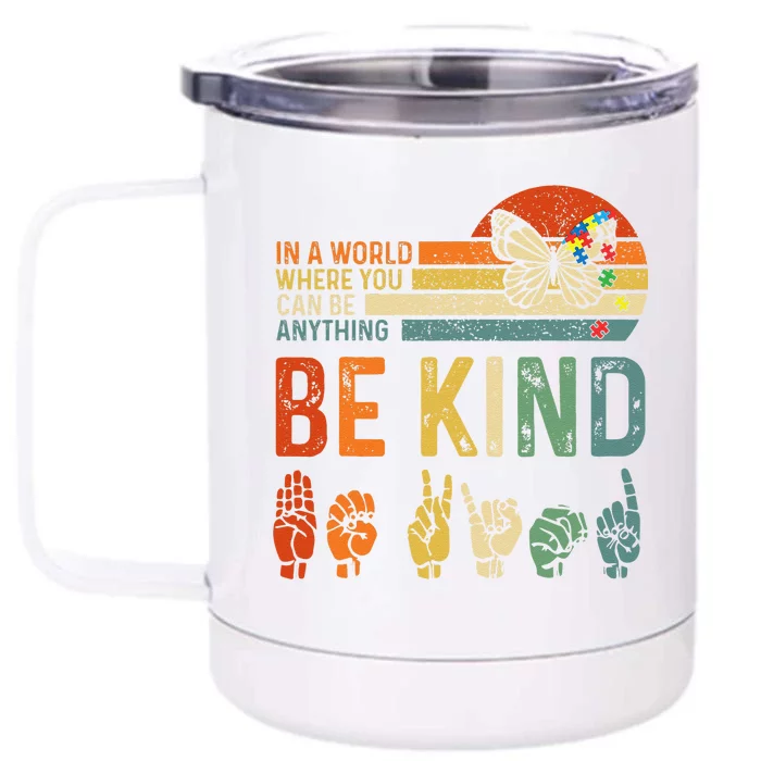 World Autism Awareness Day Hands Signs Autism Puzzle Front & Back 12oz Stainless Steel Tumbler Cup