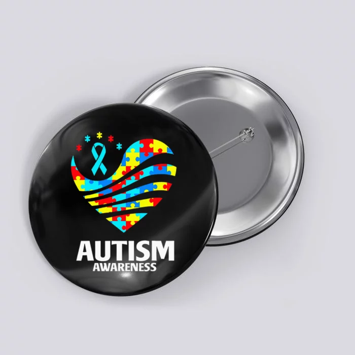 World Autism Awareness Puzzle Pieces Heart Autistic Button