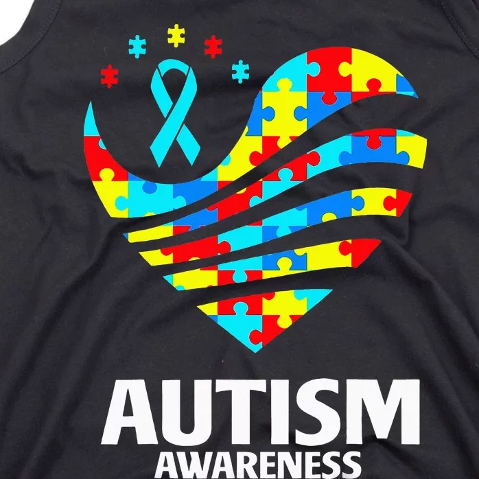 World Autism Awareness Puzzle Pieces Heart Autistic Tank Top