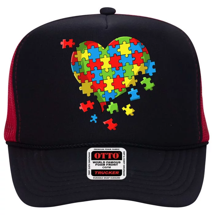 World Autism Awareness Day Heart High Crown Mesh Trucker Hat