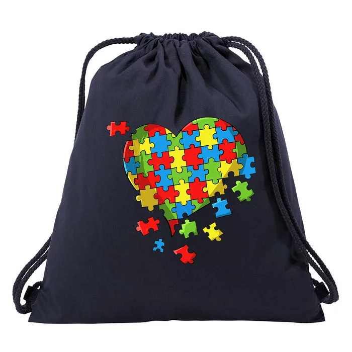 World Autism Awareness Day Heart Drawstring Bag