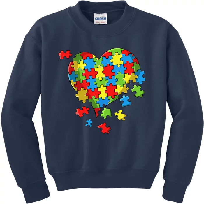 World Autism Awareness Day Heart Kids Sweatshirt