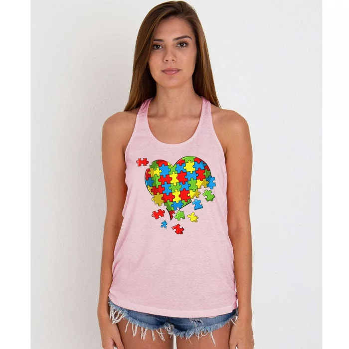 World Autism Awareness Day Heart Women's Knotted Racerback Tank