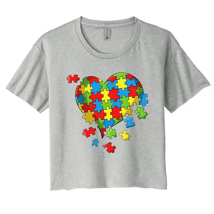 World Autism Awareness Day Heart Women's Crop Top Tee