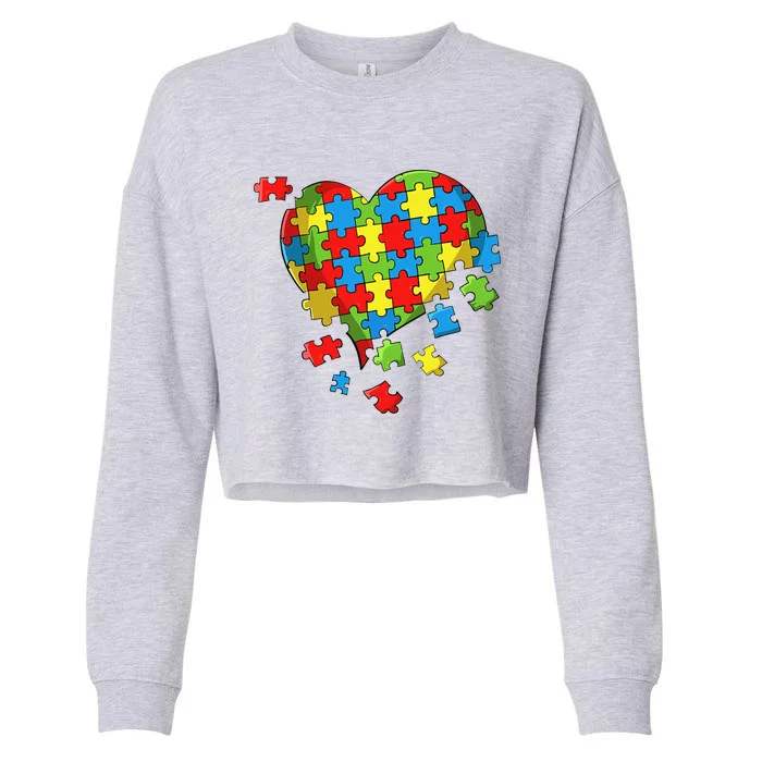 World Autism Awareness Day Heart Cropped Pullover Crew