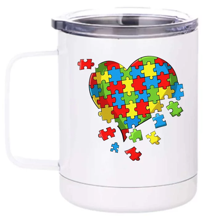 World Autism Awareness Day Heart Front & Back 12oz Stainless Steel Tumbler Cup