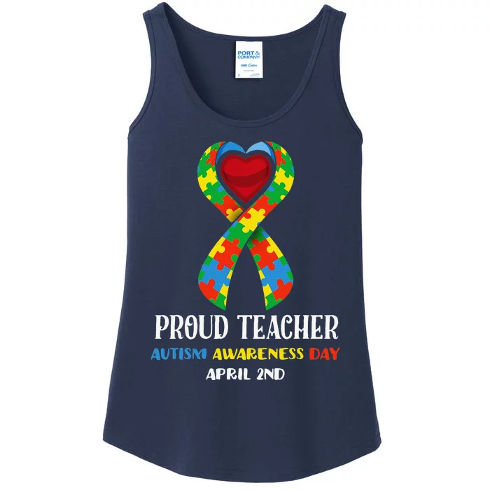 World Autism Awareness Day Proud Teacher Ladies Essential Tank