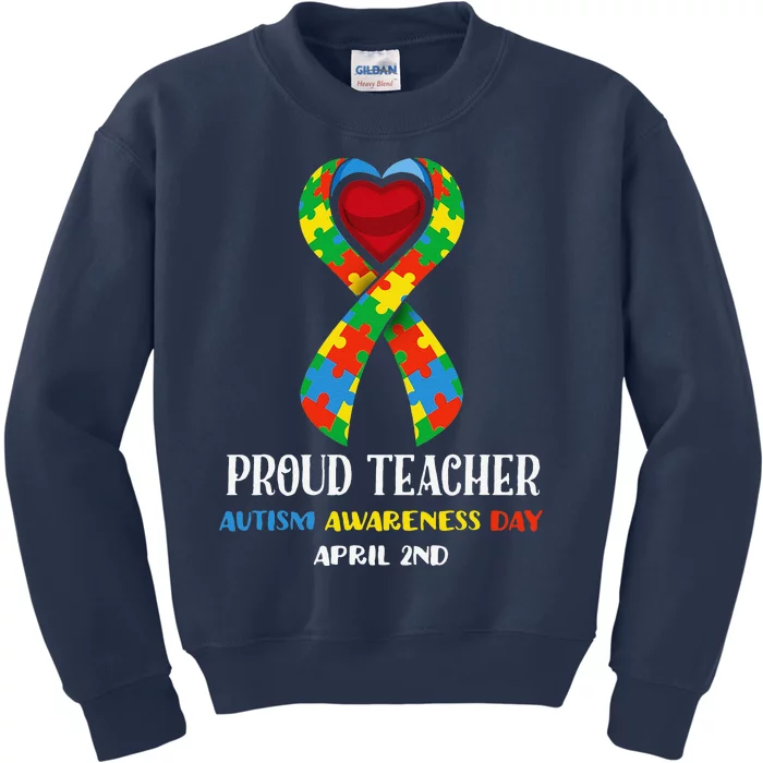 World Autism Awareness Day Proud Teacher Kids Sweatshirt