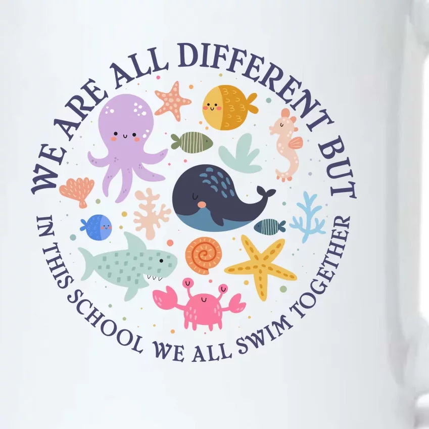 We Are All Different But In This School We All Swim Together Black Color Changing Mug