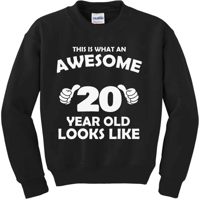 What An Awesome 20 Year Old Looks Like Birthday Bday Kids Sweatshirt