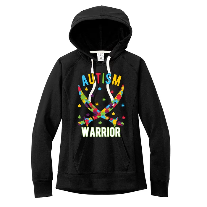 Warrior Autism Awareness Gift Women's Fleece Hoodie