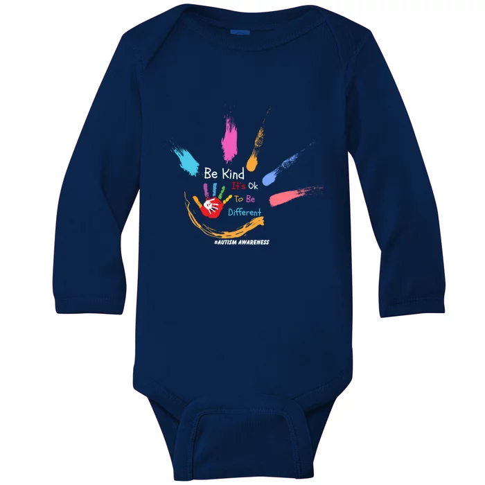 World Autism Awareness Day Be Kind ItS Ok To Be Different Gift Baby Long Sleeve Bodysuit