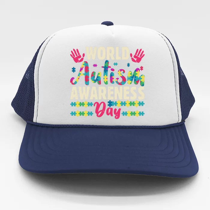 World Autism Awareness Day Autism Awareness And Support Funny Gift Trucker Hat