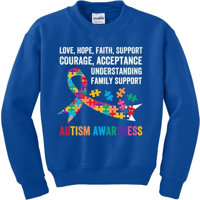 World Autism Awareness Day Month Acceptance Autism Rainbow Gift Kids Sweatshirt