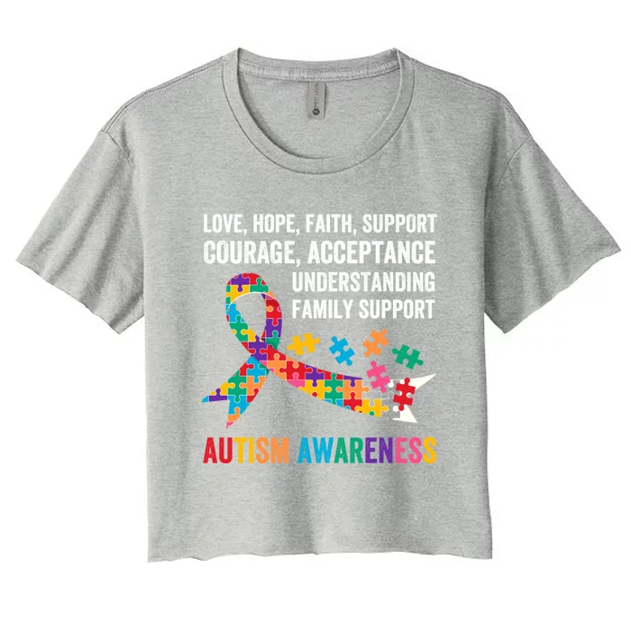 World Autism Awareness Day Month Acceptance Autism Rainbow Gift Women's Crop Top Tee