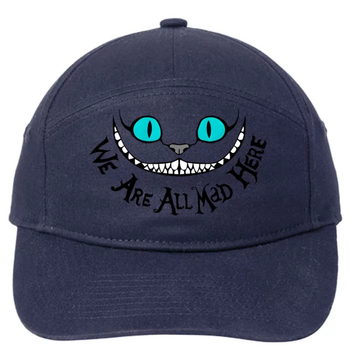 We Are All Mad Funny Scary Cat Eyes Cartoon 7-Panel Snapback Hat