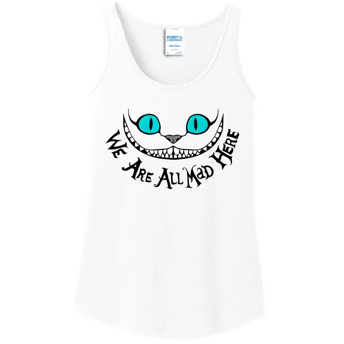 We Are All Mad Funny Scary Cat Eyes Cartoon Ladies Essential Tank