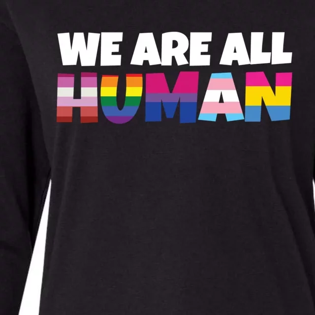 We Are All Hu Proud Lgbt Rainbow Flag Inspirational Gift Womens Cotton Relaxed Long Sleeve T-Shirt