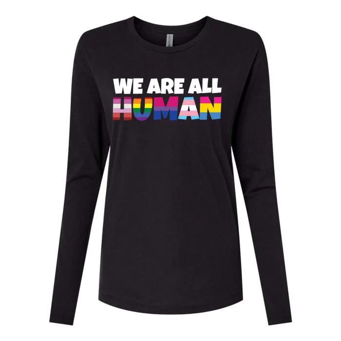 We Are All Hu Proud Lgbt Rainbow Flag Inspirational Gift Womens Cotton Relaxed Long Sleeve T-Shirt