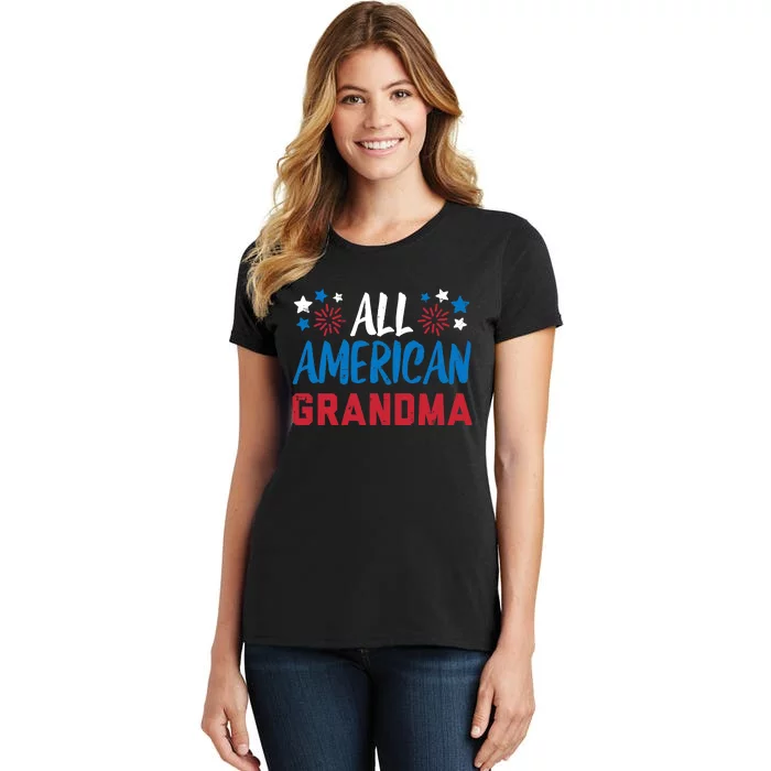 Wo All American Grandma 4th Of July Matching Family Patriotic Women's T-Shirt