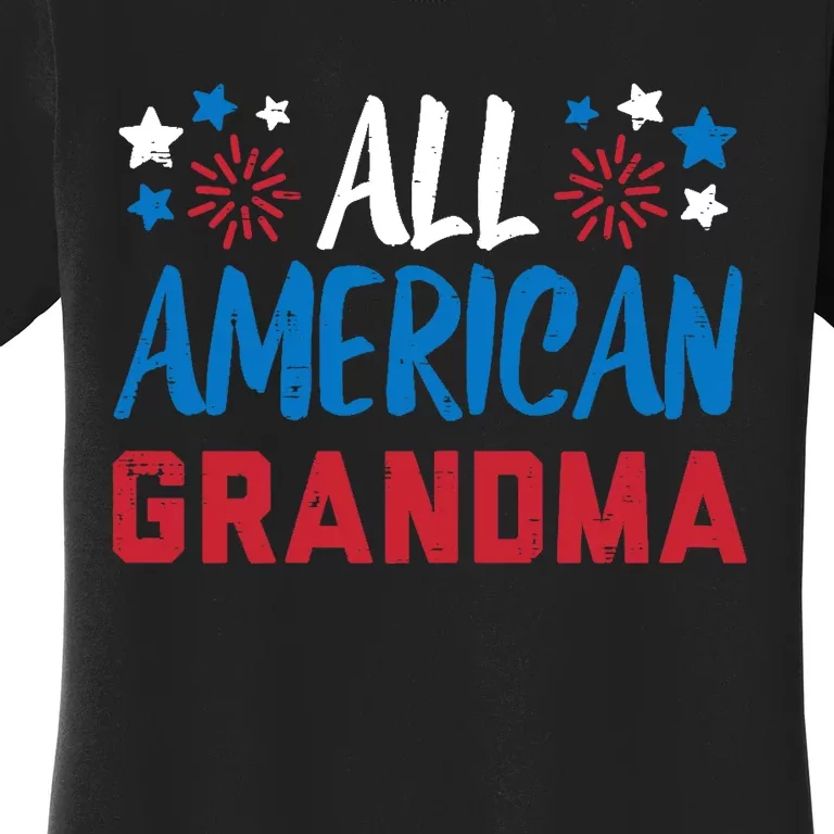 Wo All American Grandma 4th Of July Matching Family Patriotic Women's T-Shirt