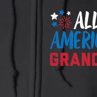 Wo All American Grandma 4th Of July Matching Family Patriotic Full Zip Hoodie